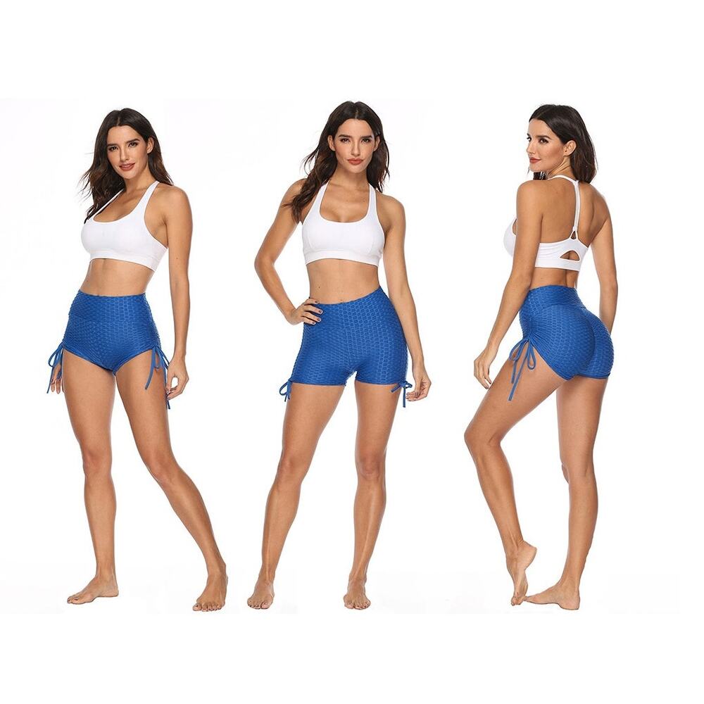 Blue Butt Lifting High Waist Yoga Shorts Sizes S M L XL New - Picture 1 of 6